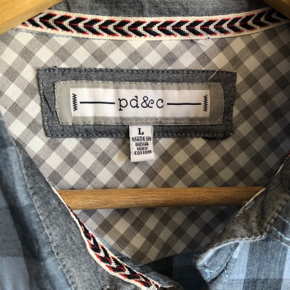 PD & C Men's Plaid Button-down LS (L) - Picture 3 of 7